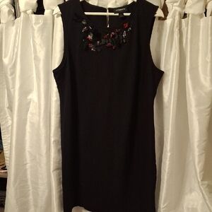 Liz Claiborne Black Dress with Red and White Floral Embelishments XL